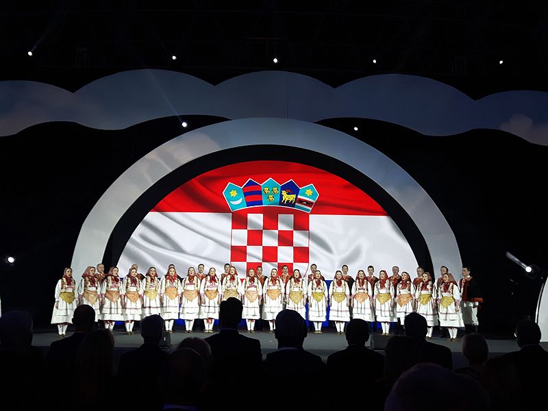 Franjo Tuđman Airport, Zagreb, Croatia — Curved arch screen for the terminal's opening ceremony