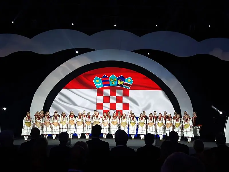 Franjo Tuđman Airport, Zagreb, Croatia — Curved arch screen for the terminal's opening ceremony