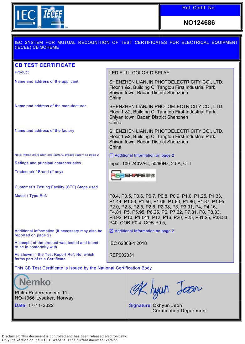 IEC CB certificate