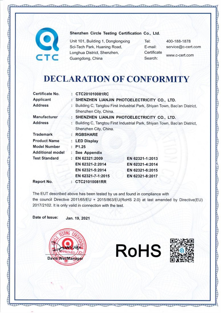 RoHS certificate