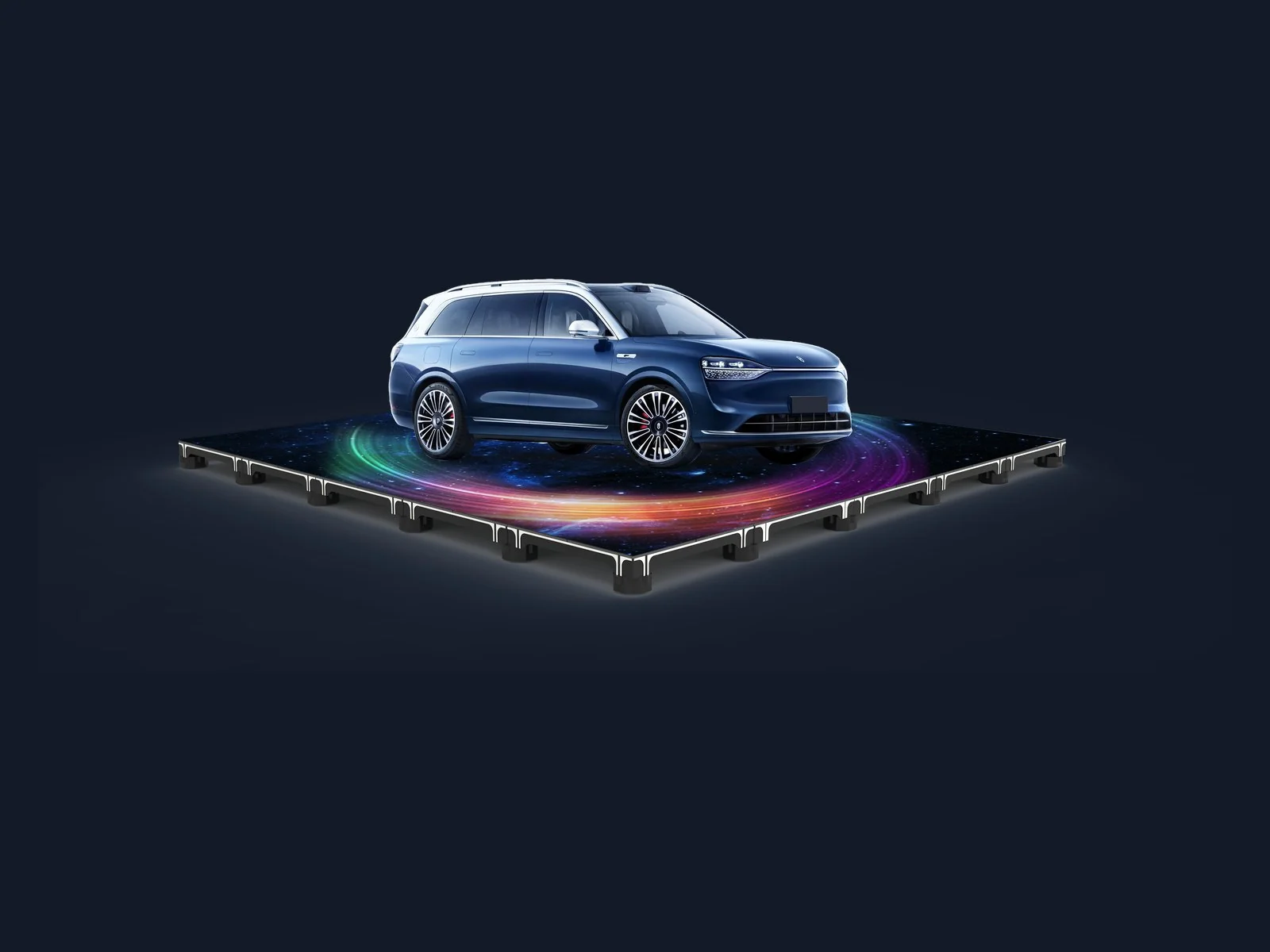 GOB-armored LED floor bearing the weight of a car, by MCVISUAL
